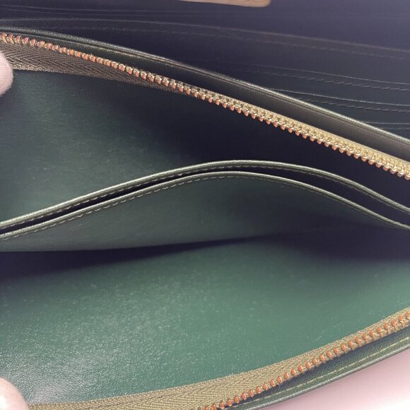 Yves Saint Laurent Dark Green Crocodile Embossed Leather Long Wallet - Preowned - Picture 9 of 12